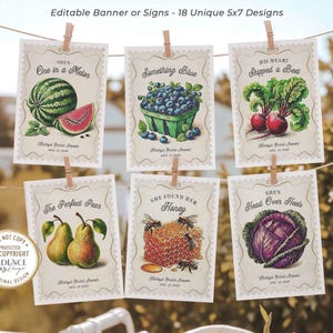 Segnali pubblicitari freschi di mercato, decorazioni per mercati agricoli, bandierine rustiche per frutta e verdura per feste nuziali di mercato agricolo, personalizzabili vintage