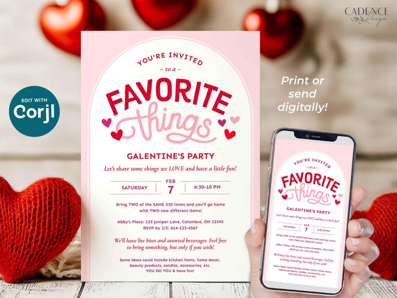 Favorite Things Valentine's Party Invitation, Galentine's Brunch (Digital Download) image 12