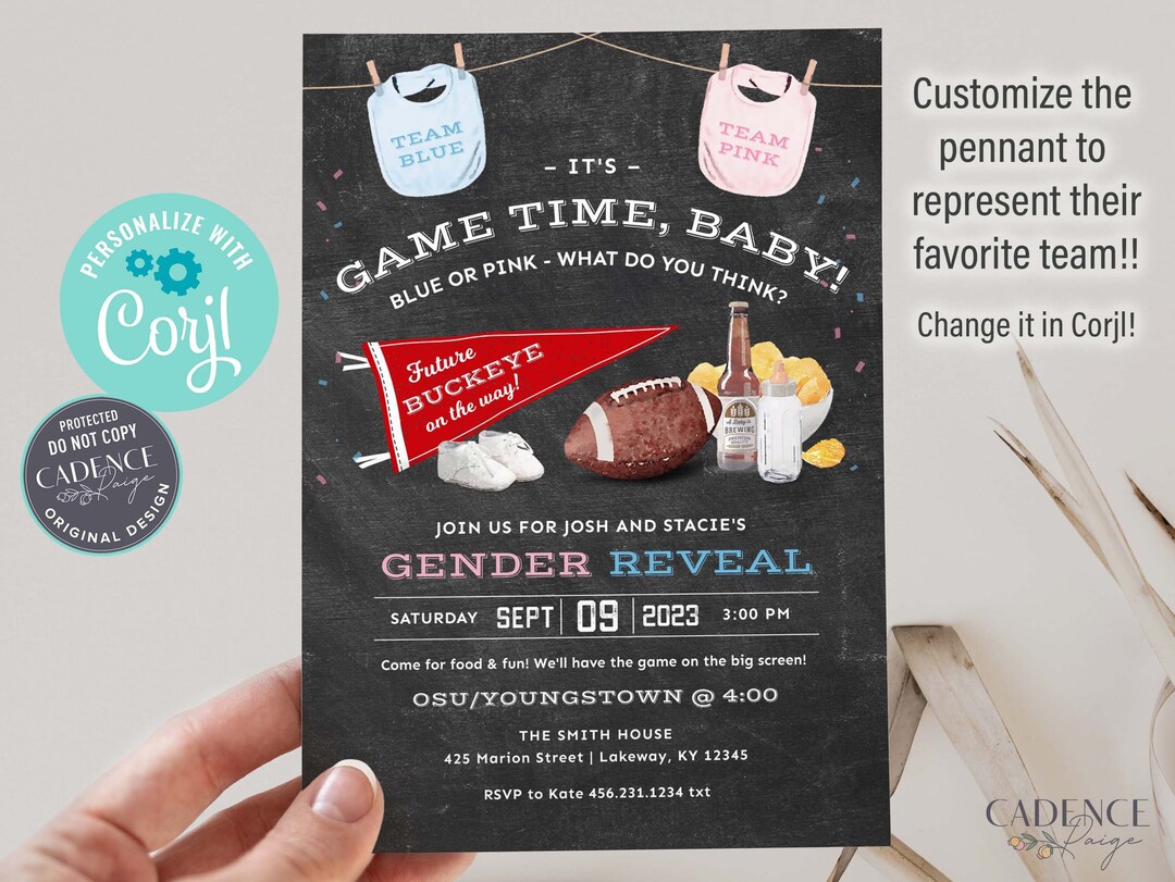 Football Gender Reveal Invitation, Gender Reveal Tailgate Invitation