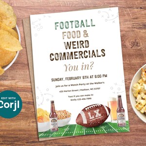 Football Watch Party Invitation, Editable Big Game Invite, Super Sunday Bowl Game (Digital) image 6