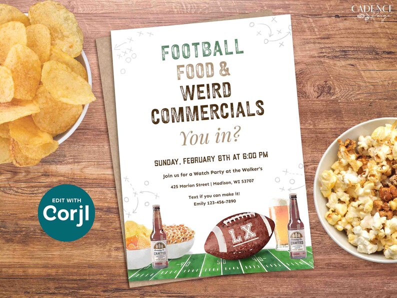 Football Watch Party Invitation, Editable Big Game Invite, Super Sunday Bowl Game (Digital) image 6
