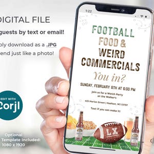 Football Watch Party Invitation, Editable Big Game Invite, Super Sunday Bowl Game (Digital) image 7