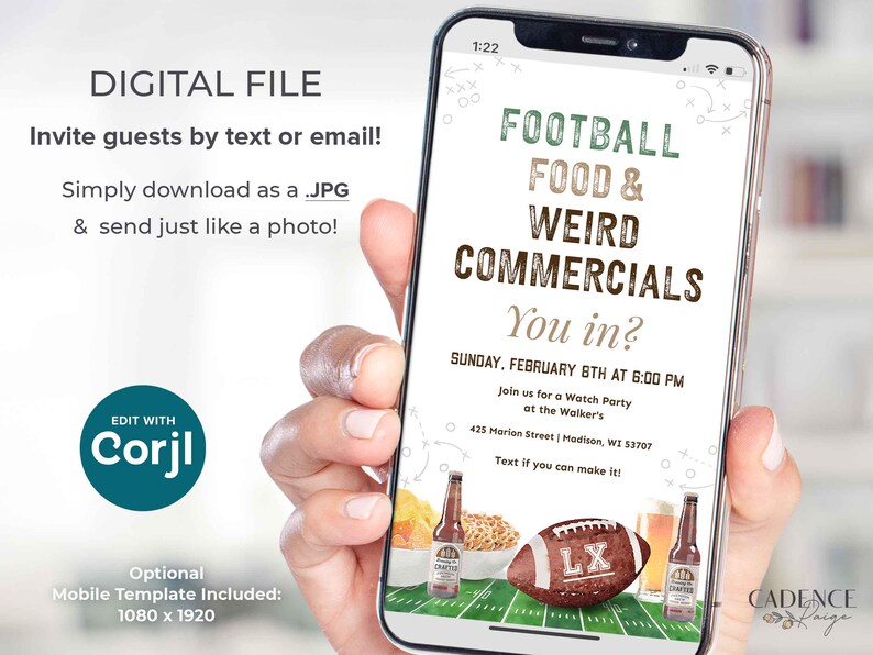 Football Watch Party Invitation, Editable Big Game Invite, Super Sunday Bowl Game (Digital) image 7