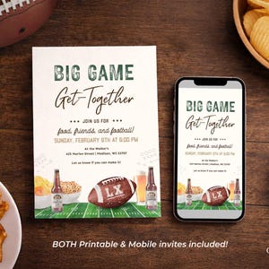 Editable Super Sunday Football Watch Party Invitation: Bowl Game Invite (Digital Template) image 6