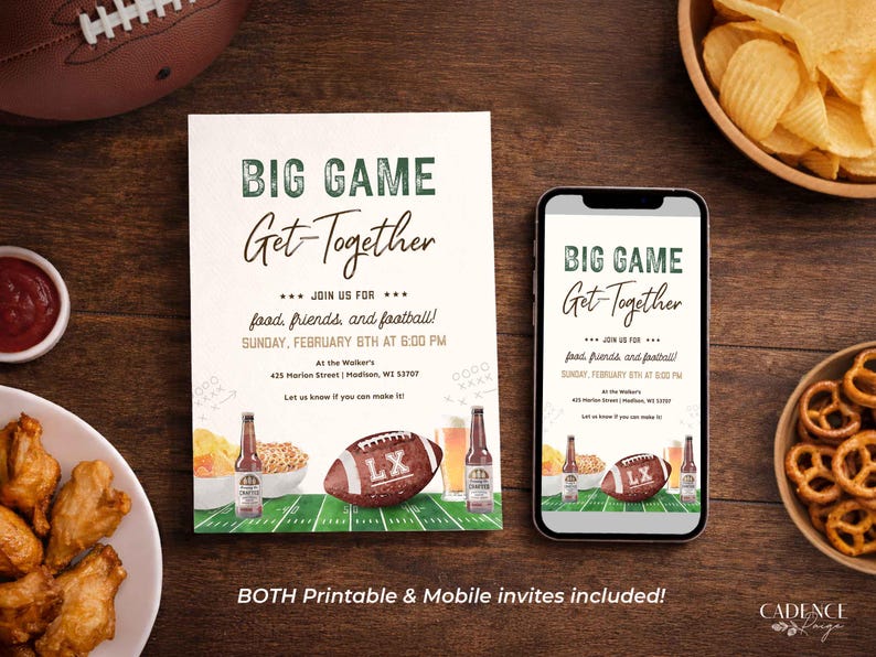 Editable Super Sunday Football Watch Party Invitation: Bowl Game Invite (Digital Template) image 6