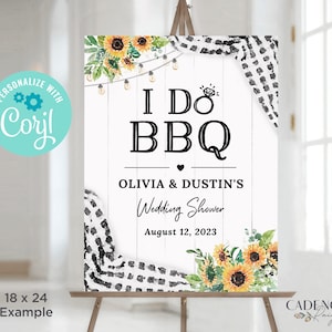 I Do BBQ Welcome Sign, BBQ Rehearsal Dinner Welcome Sign, Bbq Couples Shower Sign, Coed Wedding Shower Sign, Sunflowers, Printable, BQBS