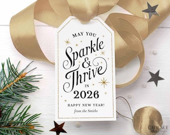 Happy New Year Gift Tag, Printable New Years Tag, New Years Eve, Champagne bottle gift, Customizable NYE Tag, DIY EDITABLE