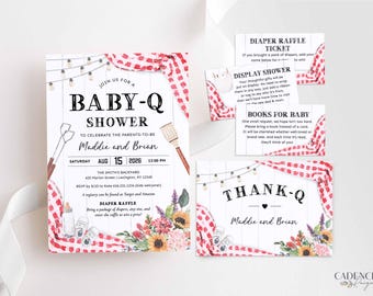 Baby-Q Duscheinladungs-Set, Garten-Baby-Grillpaare-Dusche, Geschlechtsneutral, Corjl, BQR