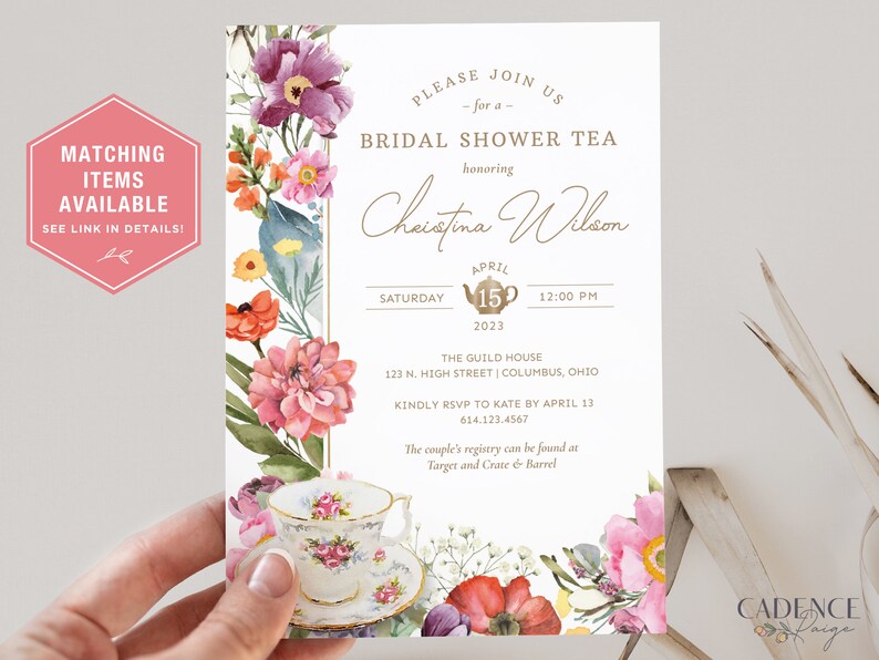 Wildflower Place Cards, Mother's Day Brunch Place Cards, Customizable Food Cards, Custom Name Cards, Printable, DIY, EDITABLE, Corjl, W3 image 6