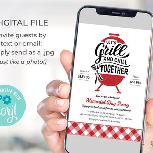Digital Labor Day BBQ Invitation, Summer Party Invitation, Memorial Day Party Invitation, Cookout Invitation, Grill & Chill, DIY, Printable image 2