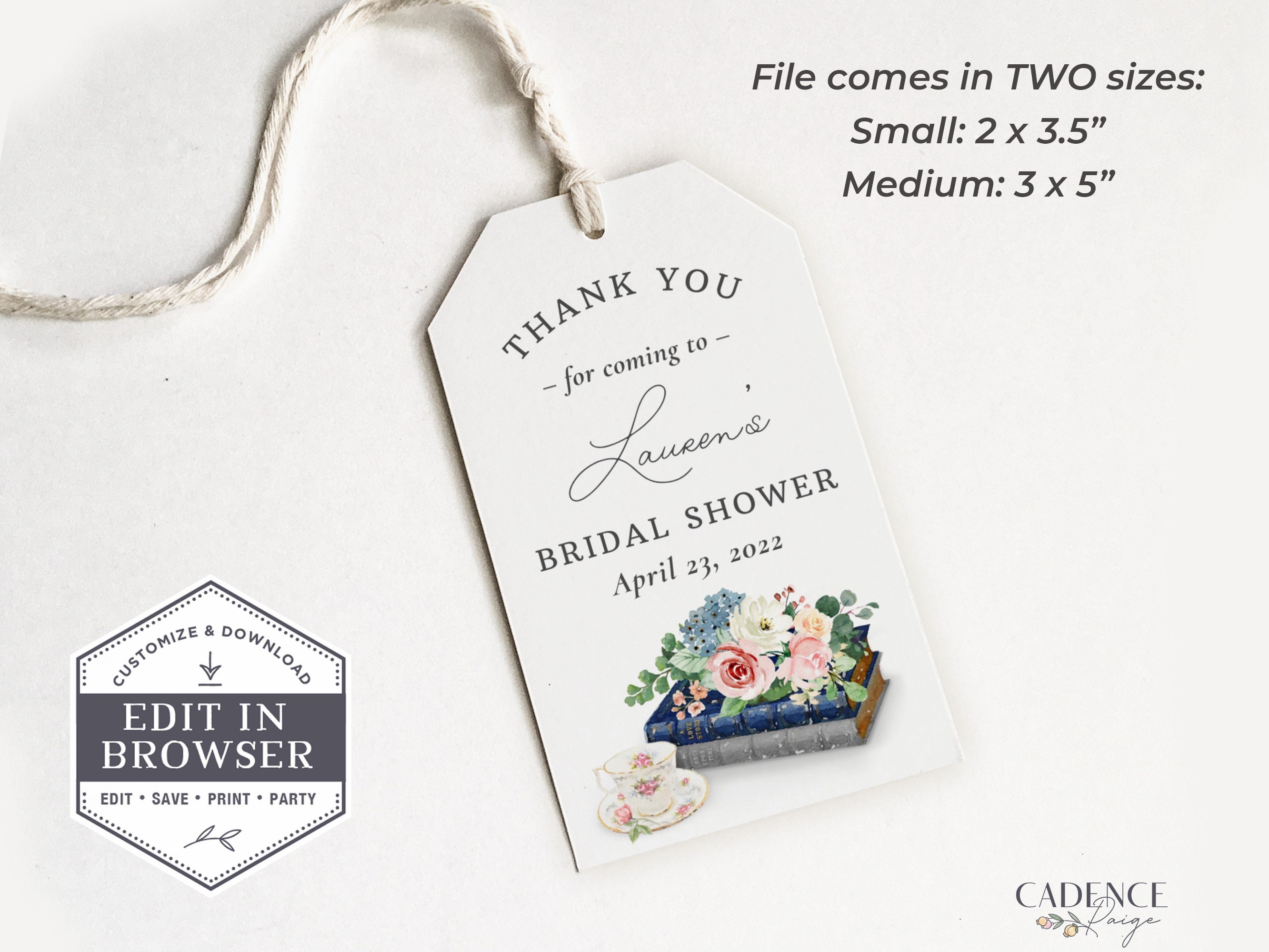 Bridal Shower Tea Party Favor Tags, Printable Tea Party Favor Tags ...