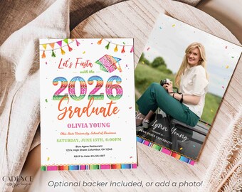 Invitación a fiesta de graduación con temática mexicana: Graduación universitaria, fiesta con temática mexicana, invitación para la promoción de 2026 (Digital)