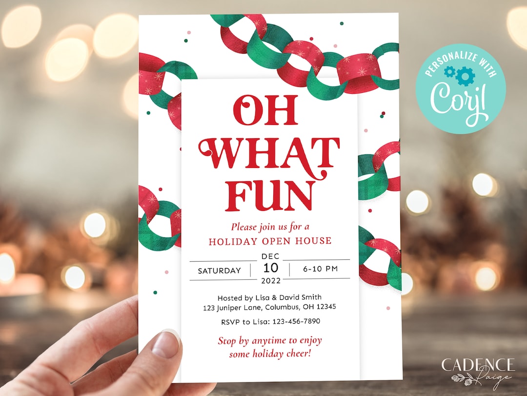 Oh What Fun Holiday Party Invitation, Christmas Open House Invitation ...