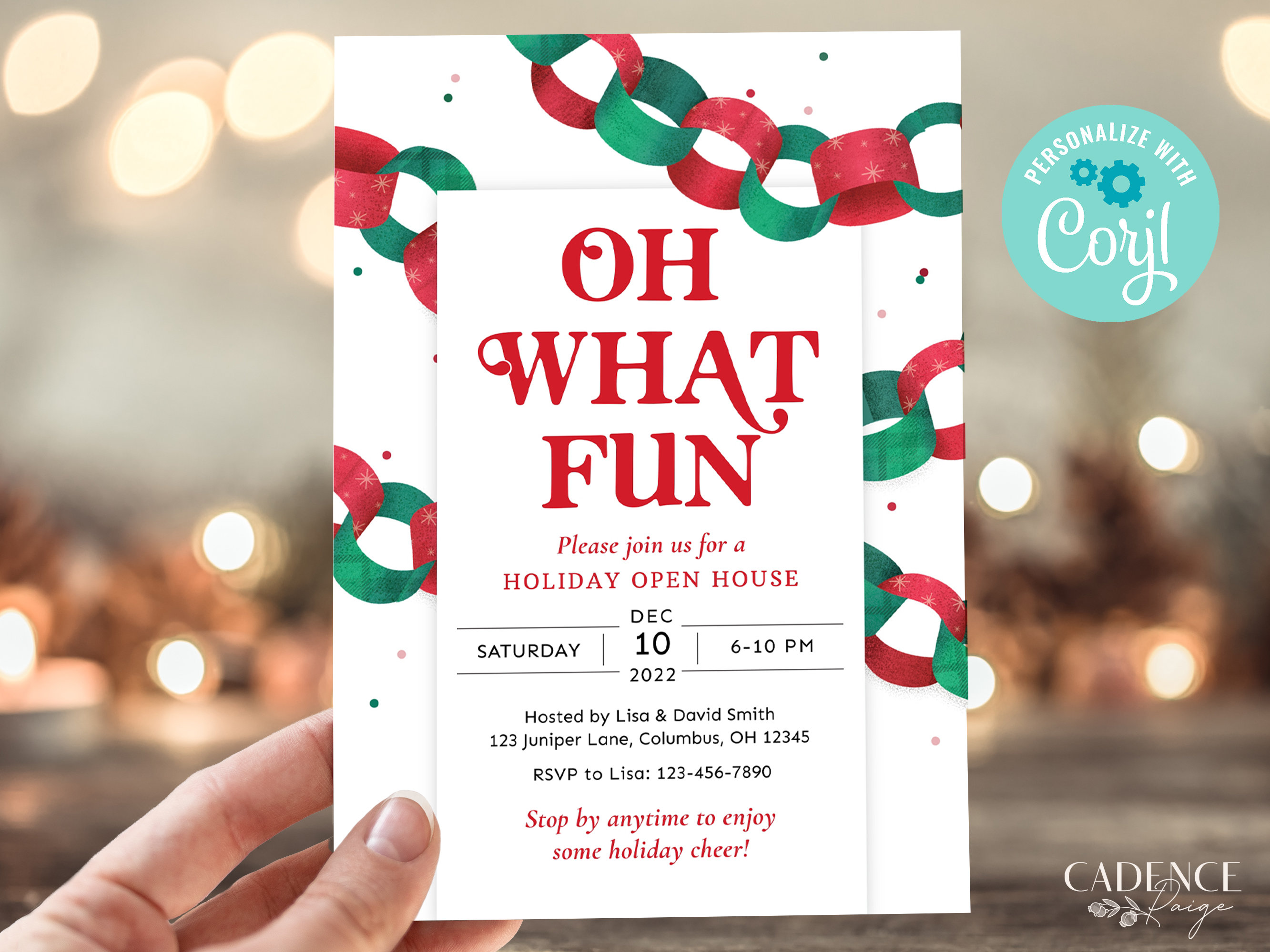 oh what fun holiday party invitation, christmas open house