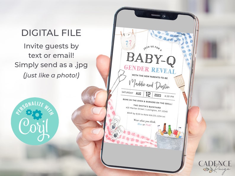 Gender Reveal BBQ Invitation Gender Reveal Babyq Invitation Etsy