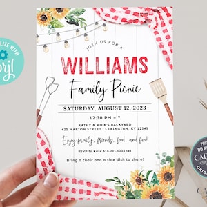 Family Reunion Invitation, Summer Picnic Invite, Family Cookout Invite, Family BBQ, Company Picnic, School Picnic, Church flyer, Printable