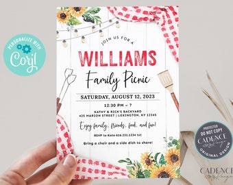 Family Reunion Invitation, Summer Picnic Invite, Family Cookout Invite, Family BBQ, Company Picnic, School Picnic, Church flyer, Printable