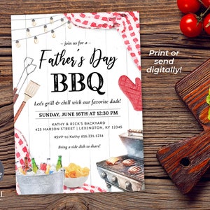 Father's Day BBQ Invitation, Father's Day Cookout, Casual Father's Day ...