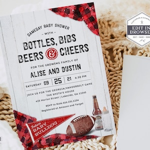 Football Baby Shower Invitation, Tailgate Baby Shower Invitation, Couples Baby Shower, Georgia Bulldogs, OHIO Buckeyes, USC, Printable, DIY