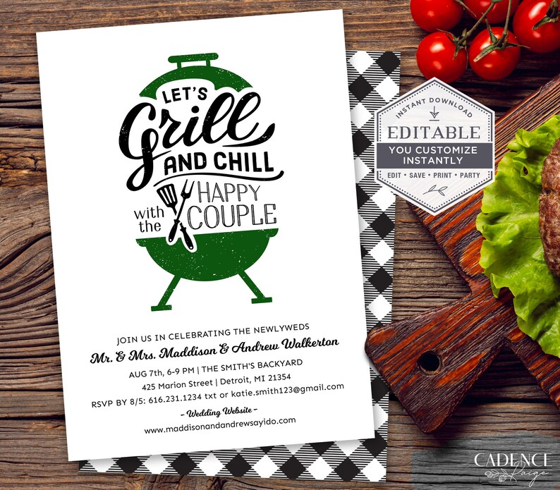 Backyard Wedding Reception Invitation I Do BBQ Invitation - Etsy