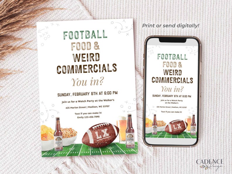 Football Watch Party Invitation, Editable Big Game Invite, Super Sunday Bowl Game (Digital) image 11