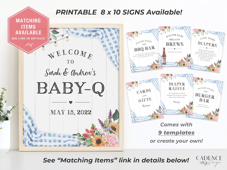 Light Blue BABYQ Shower Signs 5 X 7 Baby Blue BBQ Food Etsy