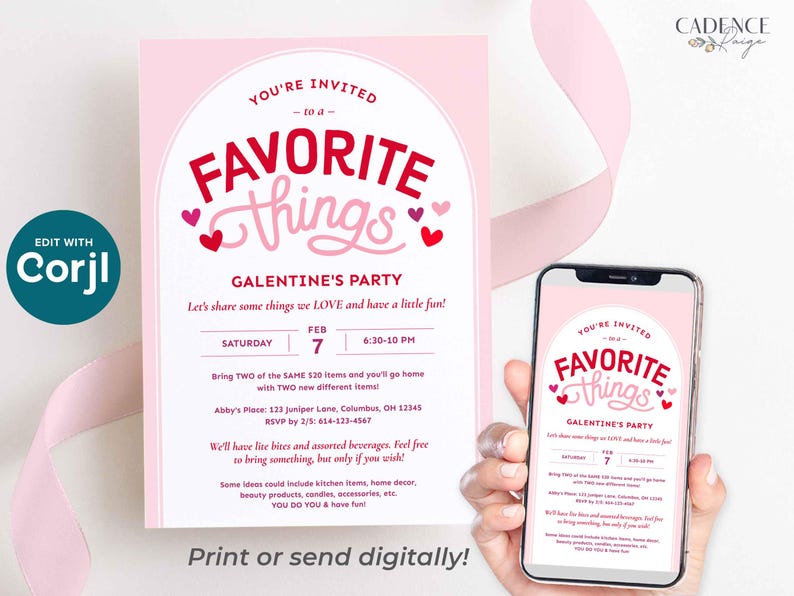 Favorite Things Valentine's Party Invitation, Galentine's Brunch (Digital Download) image 10