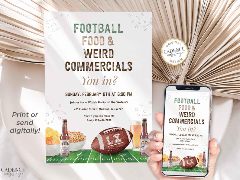 Football Watch Party Invitation, Editable Big Game Invite, Super Sunday Bowl Game (Digital) image 16