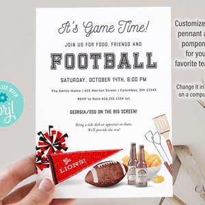 Digital Football Game invitation, Fall Football Party Invitation, Digital Football Tailgate Invite, College Football Party, DIY Printable