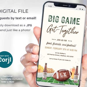 Editable Super Sunday Football Watch Party Invitation: Bowl Game Invite (Digital Template) image 4