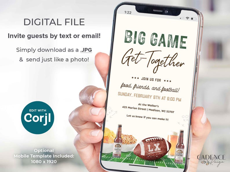 Editable Super Sunday Football Watch Party Invitation: Bowl Game Invite (Digital Template) image 4