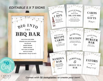 Printable I Do BBQ Shower Signs, Black and White I Do BBQ Shower Signs, bbq menu signs, bbq couples shower party signs, Editable, DIY, WQ2