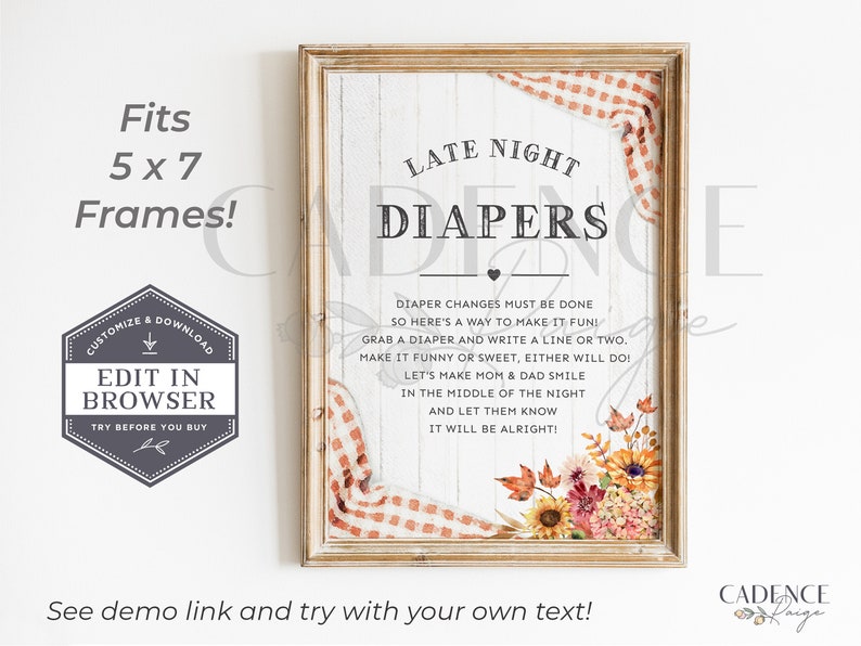 Autumn BABY-Q Shower Signs, Harvest Baby Shower Signs, BabyQ Signs, 5 x 7 BBQ Shower Signs, Coed Baby Shower Signs, Printable, Editable, BQF image 3
