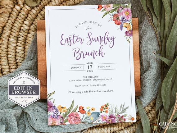 Customizable Easter Brunch Invitations