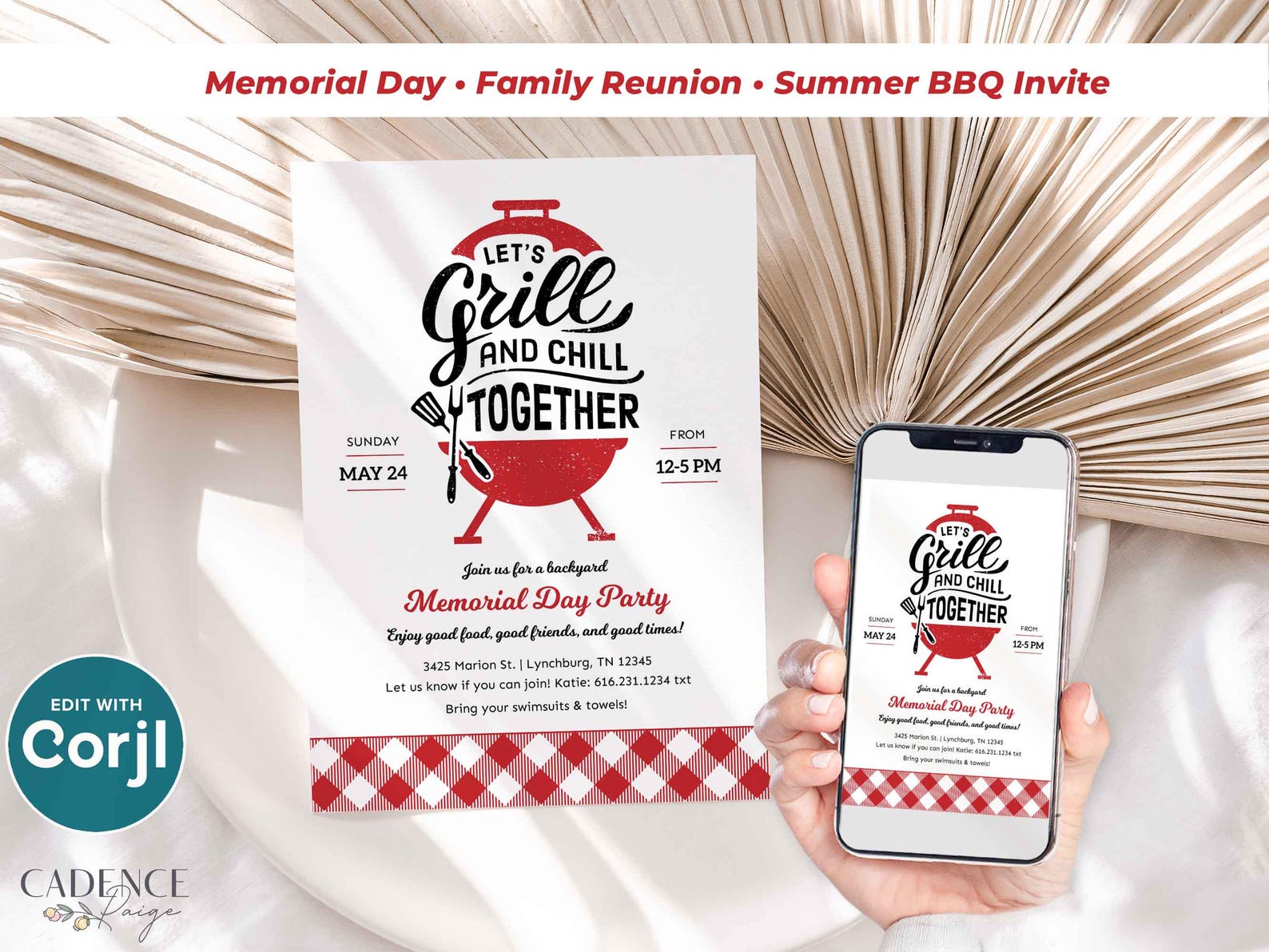 Memorial Day BBQ Invitation Template | Summer Cookout Invite | Family ...