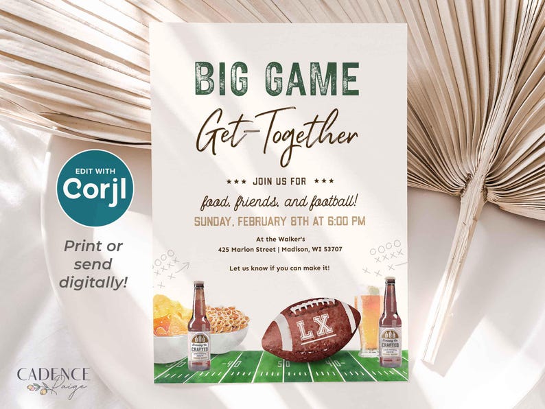 Editable Super Sunday Football Watch Party Invitation: Bowl Game Invite (Digital Template) image 13