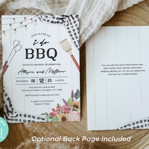 I Do BBQ Einladung, BBQ Paar Dusche Einladung, Bbq Probe Abendessen Einladung, Classic BBQ Paar Dusche einladen Printable, A22, Q2BK Bild 2