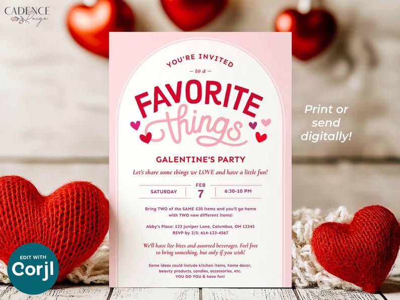 Favorite Things Valentine's Party Invitation, Galentine's Brunch (Digital Download) image 8
