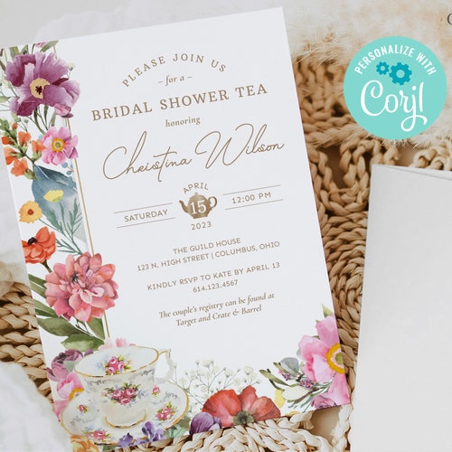 Tea Party Bridal Shower Invitation Tea With the Bride to Be Etsy