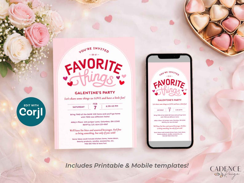 Favorite Things Valentine's Party Invitation, Galentine's Brunch (Digital Download) image 7