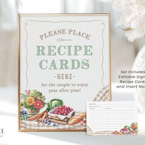 Marktfrische Brautparty Rezeptkarten und Schild, Rezept für die Braut, Rezeptsammlung, Bauernmarkt-Dekor, Display-Vorlage