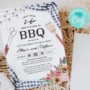 After the I Do BBQ Invitation, BBQ Reception Invite, After the Wedding BBQ invitation, Backyard Wedding bbq Invite, Navy, Printable, NQ2