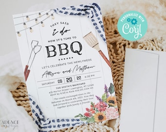 After the I Do BBQ Invitation, BBQ Reception Invite, After the Wedding BBQ invitation, Backyard Wedding bbq Invite, Navy, Printable, NQ2