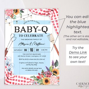 Baby-Q-doucheuitnodiging, BBQ-babyshoweruitnodiging, uitnodiging babyshower babyjongen, picknick babyshower, picknick babyshower, achtertuindouche, afdrukbaar, BQR afbeelding 3