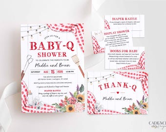 Baby-Q Shower Invitation Set, Backyard Baby BBQ Couples Shower, Gender Neutral, Corjl, BQR