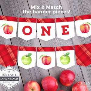 First Birthday Apple Banner, Printable Apple Bunting, Apple Pie 1st Birthday, Printable Banner, Printable Bunting, Instant Download, A1