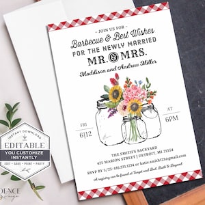 BBQ Wedding Reception, I Do BBQ Invite, BBQ Couples Shower, Southern bbq, bbq rehearsal dinner invite, Rustic, Printable, Corjl, A22, W2