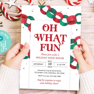 Oh What Fun Holiday Party Invitation, Christmas Open House Invitation ...