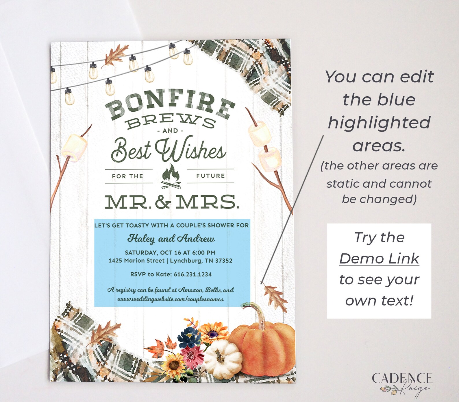 Fall R Invitations Bonfire Bonfire Couples Shower Invitation Autumn Wedding Shower | Etsy