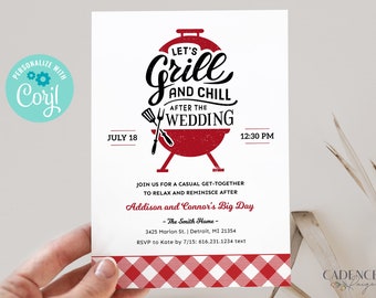 Digital After the Wedding Invitation, After the Wedding Invitation, Backyard Wedding Reception Invite, Grill & Chill, DIY, Printable, A22